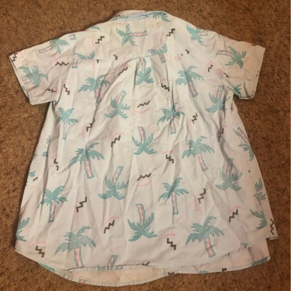 Vintage Tropical Palm AOP Beach Vacation Button Down Shirt 100% Cotton sz6 *FLAW - Picture 6 of 10